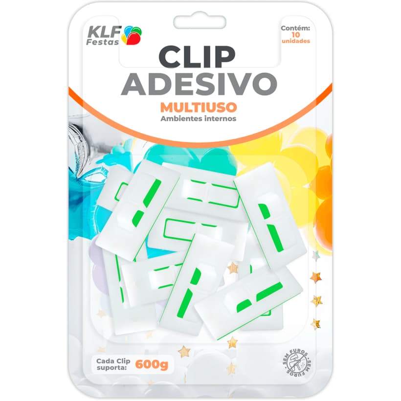 Clip Adesivo Multiuso Gancho Alça Fixa Balão 10 Unidades