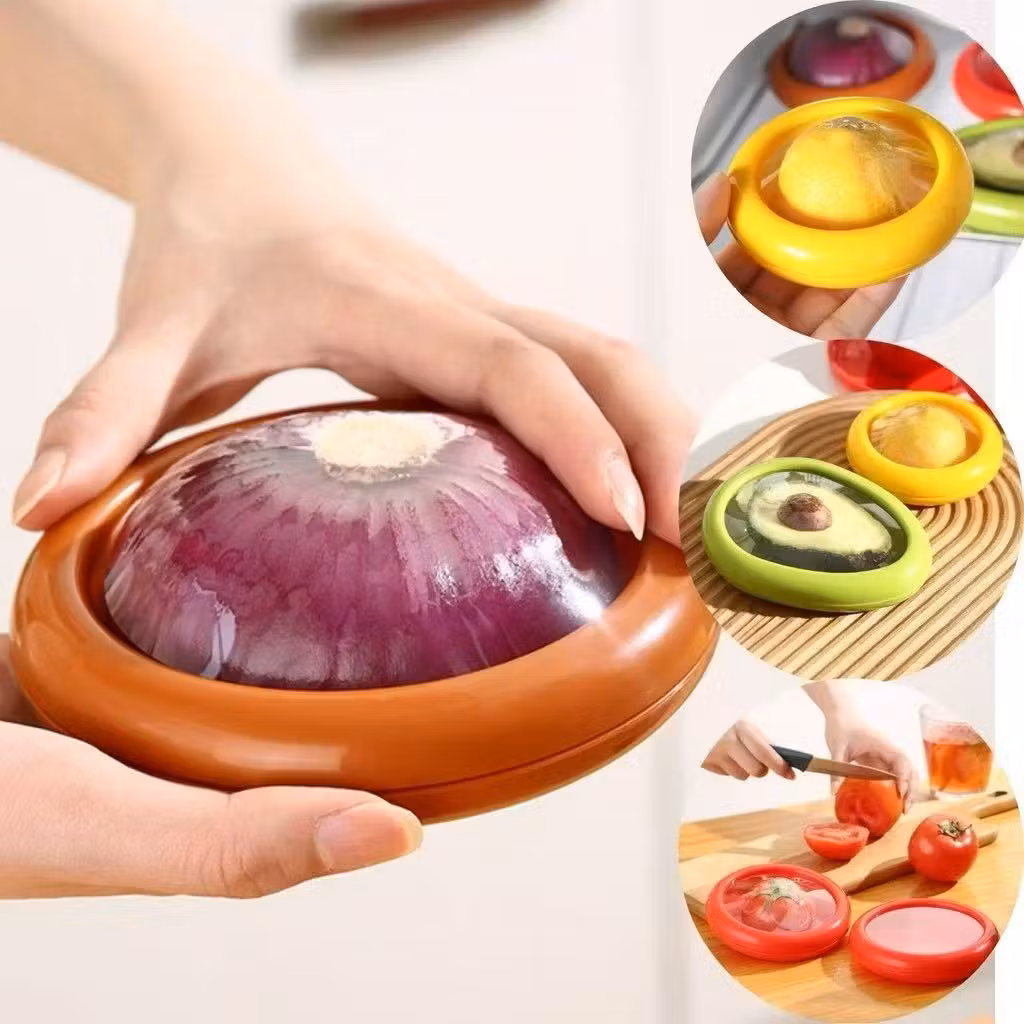 Caixa De Silicone Para Armazenamento De Frutas Recipientes Cebola Abacate Pote Reutilizável - DT2543