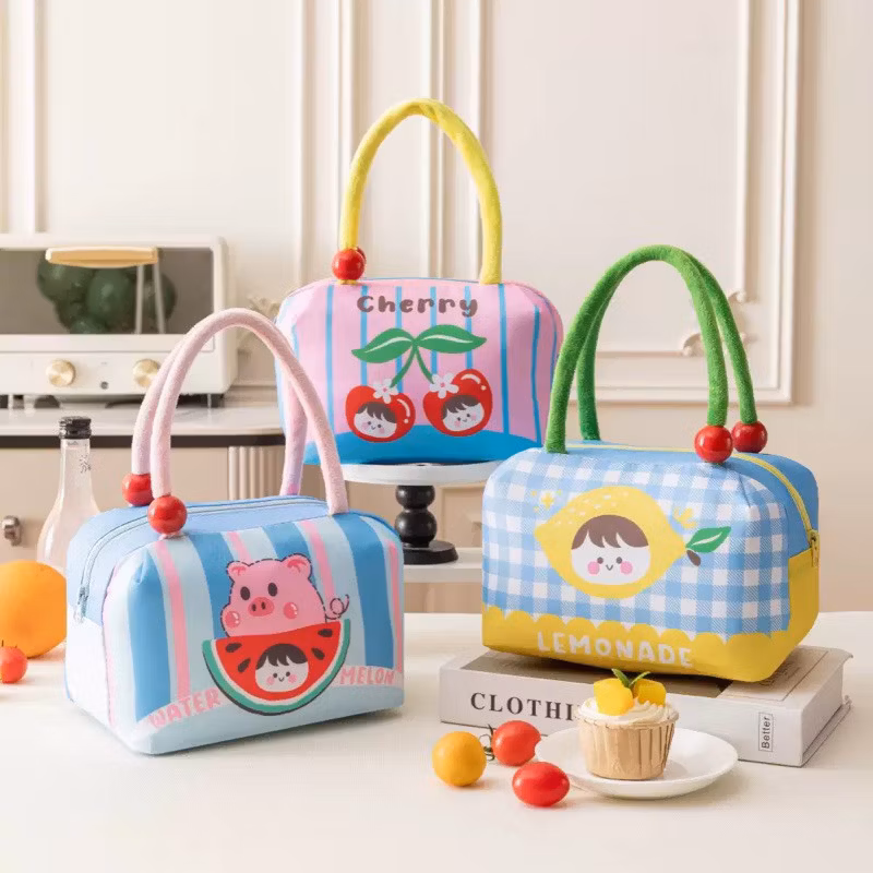 Bolsa Térmica Portátil Marmita Necessaire Lancheira Frutas Fofos Com Isolamento Térmico Viagem