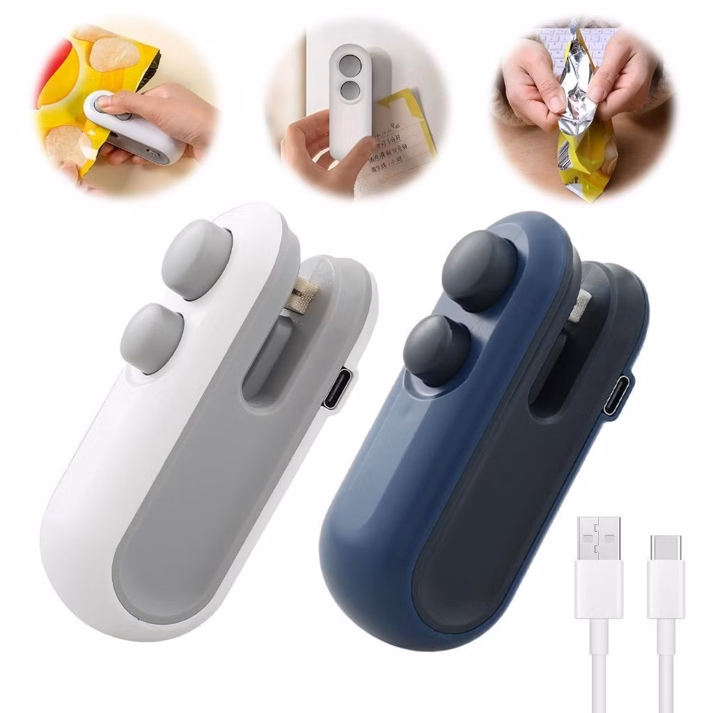 1/2/3/4Kit Peças Mini Máquina Seladora Recarregável Para Embalagens Plásticas - Selagem Rápida/ Alta