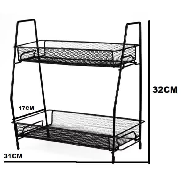 Prateleira Organizador Organizadora 31X17X32CM Banheiro Cozinha Multiuso Dupla Ferro Metal Clink