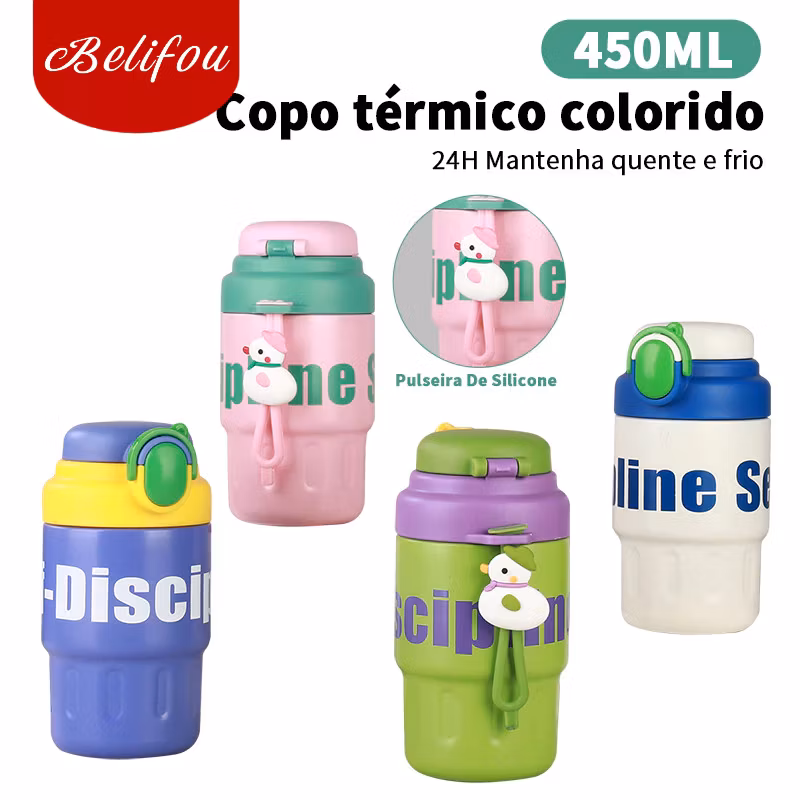 Belifou Baby Garrafa Térmica De 450ml Com Cor Contrastante Mini Xícara Café À Prova Vazamento Pingen